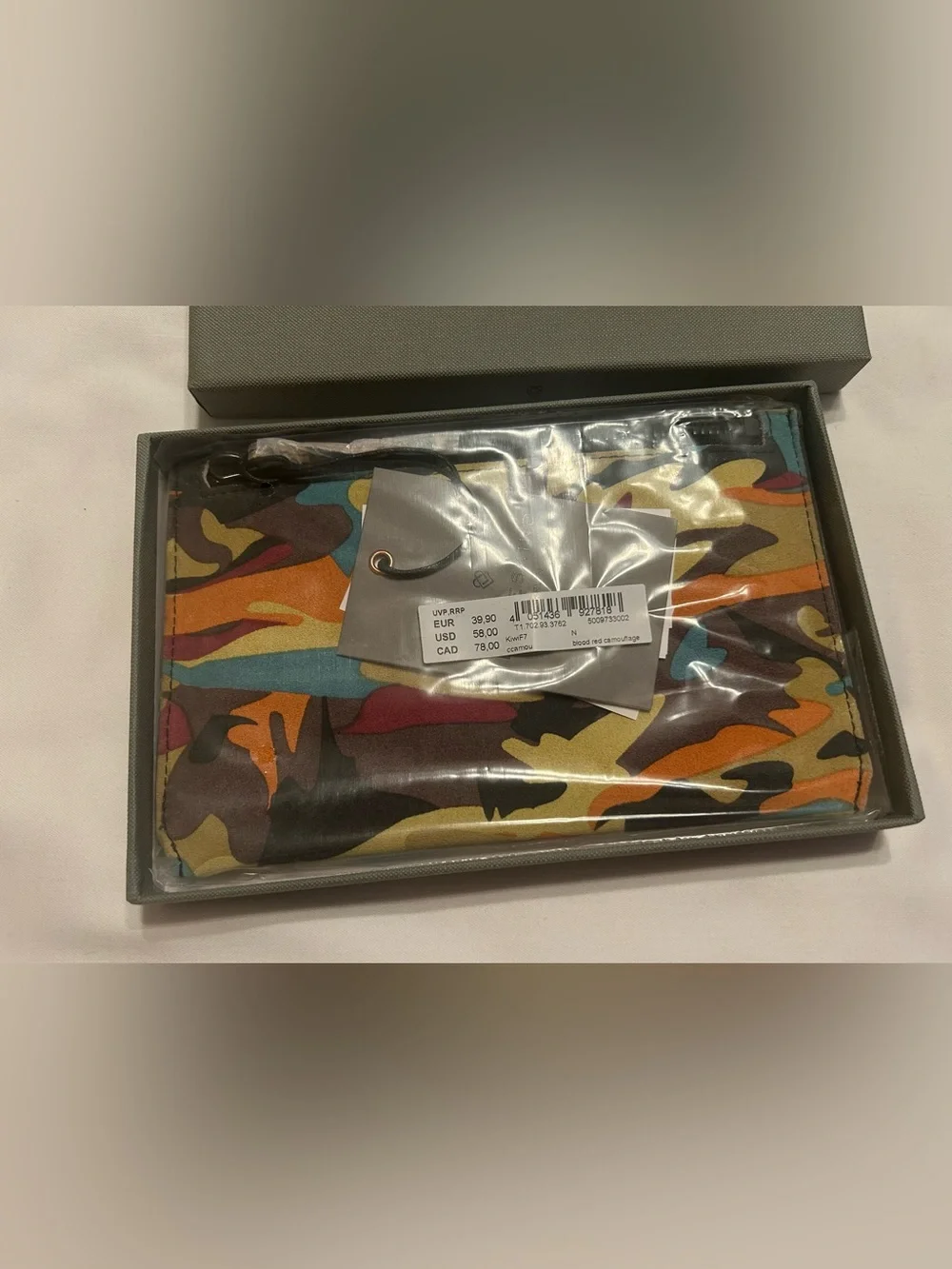 Liebeskind Suede Multicolor Camo Zip Pouch NIB